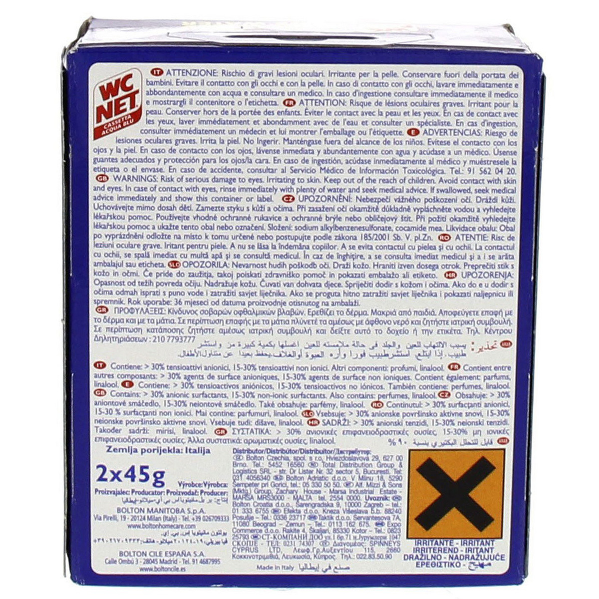 W.C Net Cassetta Acqua Blu Blue Water 2pcs